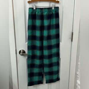 Girls Lands' End Teal and Navy Plaid Pajama Pants